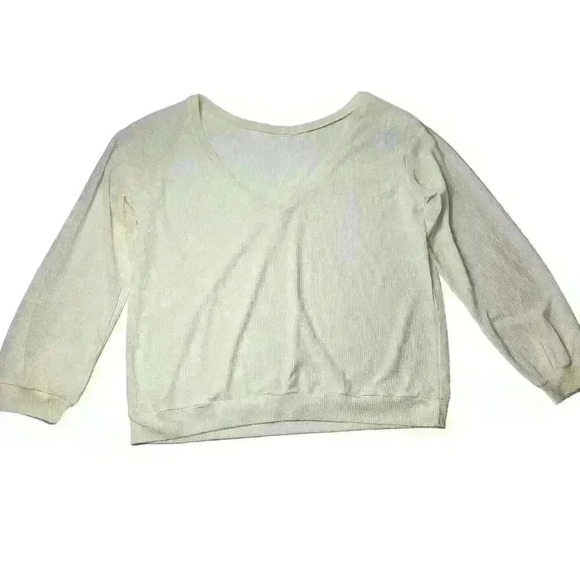 Cream Sheer Long Sleeve Top Large Womens - Picture 1 of 6